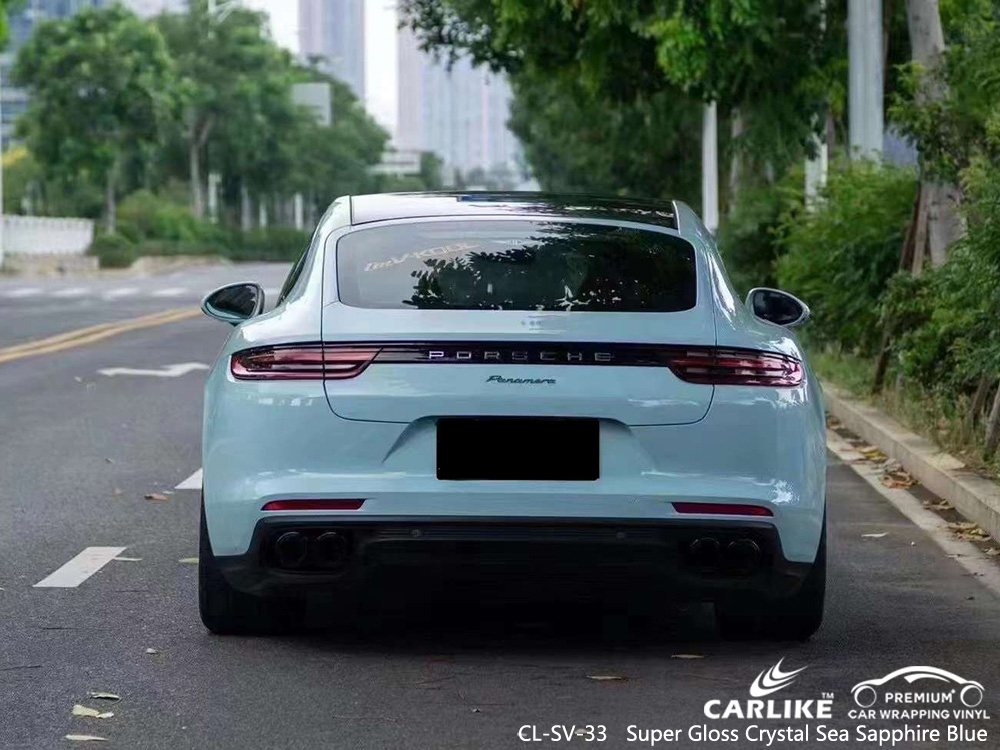 PORSCHE için CL-SV-33 Süper Parlak Kristal Deniz Safir Mavi Araba Sarma Malzemesi Tedarikçiler