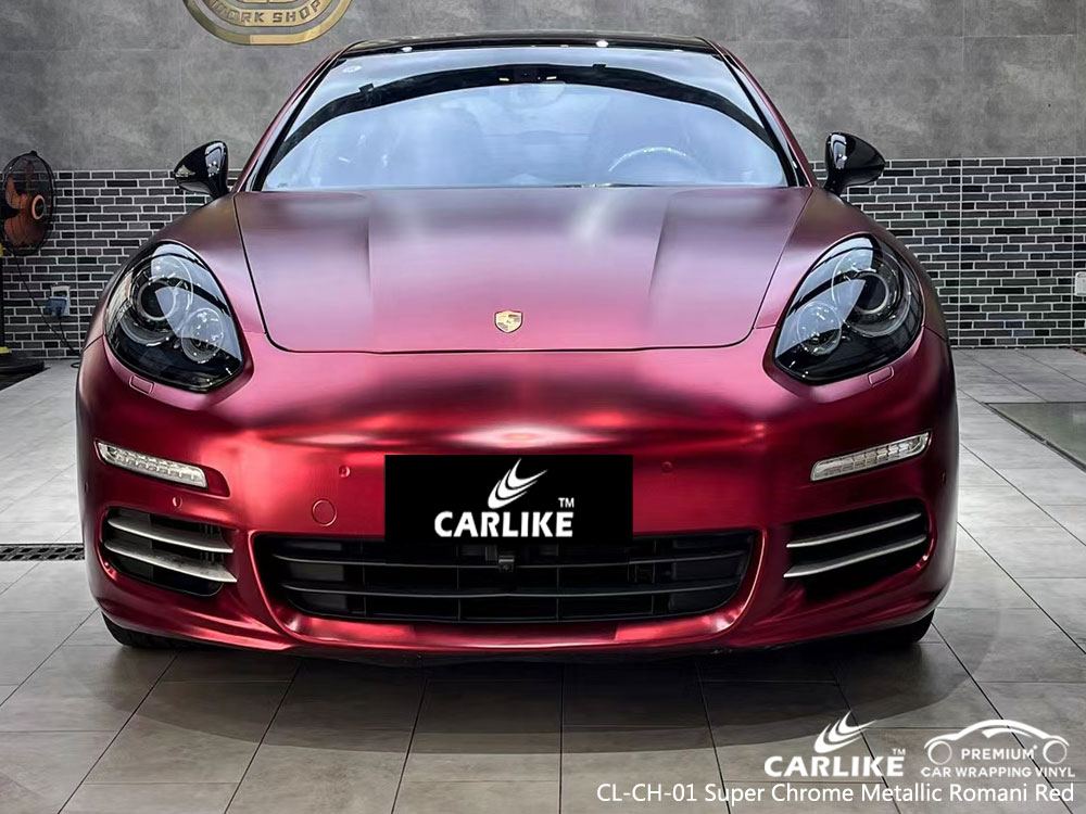 CL-CH-01 Super Chrome Metallic Romani Red Vinyl For Porsche Car Sticker Film Manufacturer