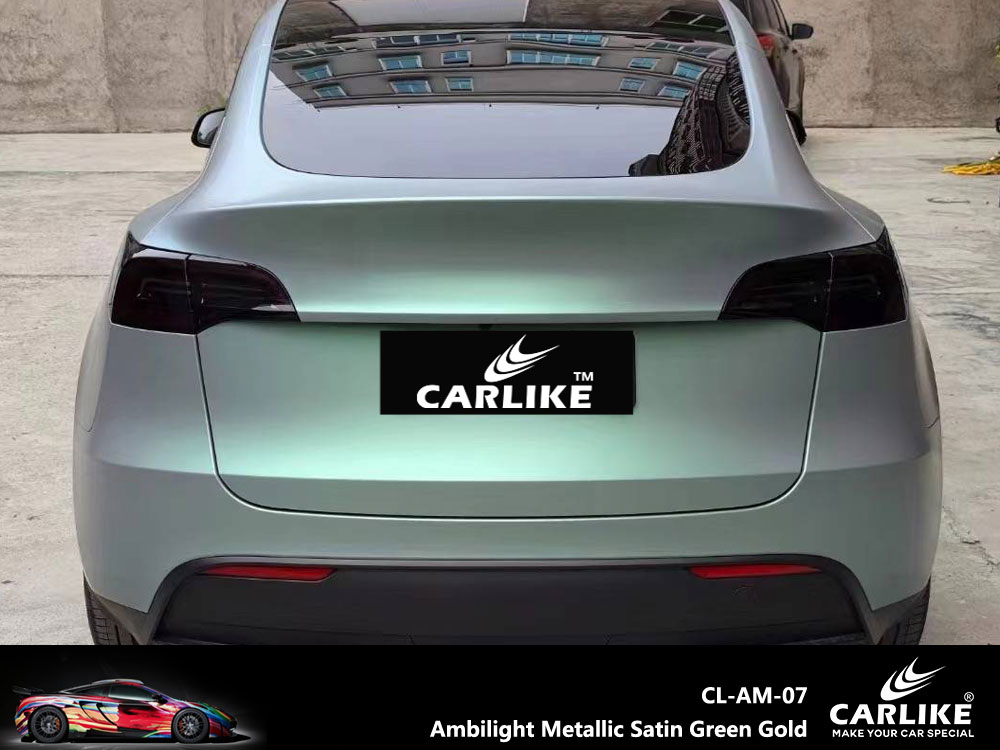 CL-AM-07 Ambilight Metallic Satin Green Gold Vinyl For Tesla Car Wrap Factory Supplier