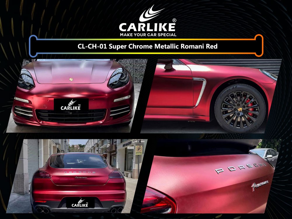 CL-CH-01 Super Chrome Metallic Romani Red Vinyl For Porsche Car Wrap Factory Supplier