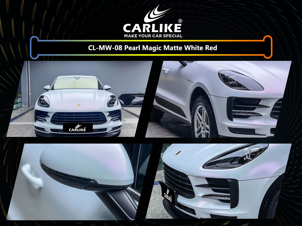 CL-MW-08 Pearl Magic Matte White Red Vinyl For Porsche Car Wrap Factory Supplier