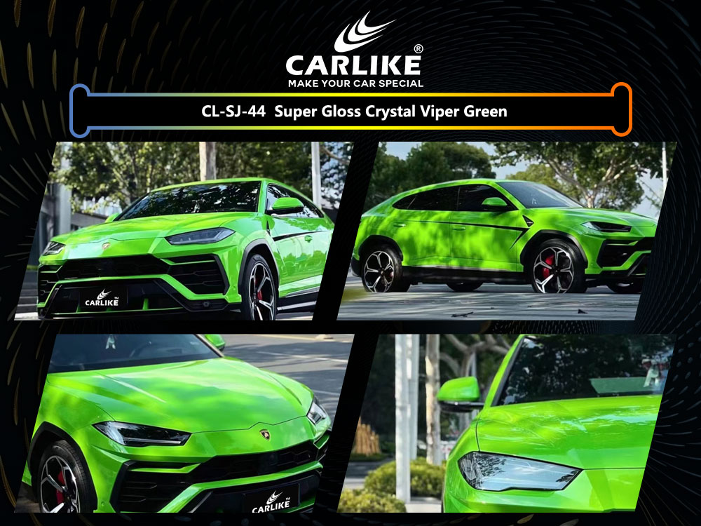 CL-SJ-44 Super Gloss Crystal Viper Green Vinyl For Lamborghini Car Wrap Factory Supplier