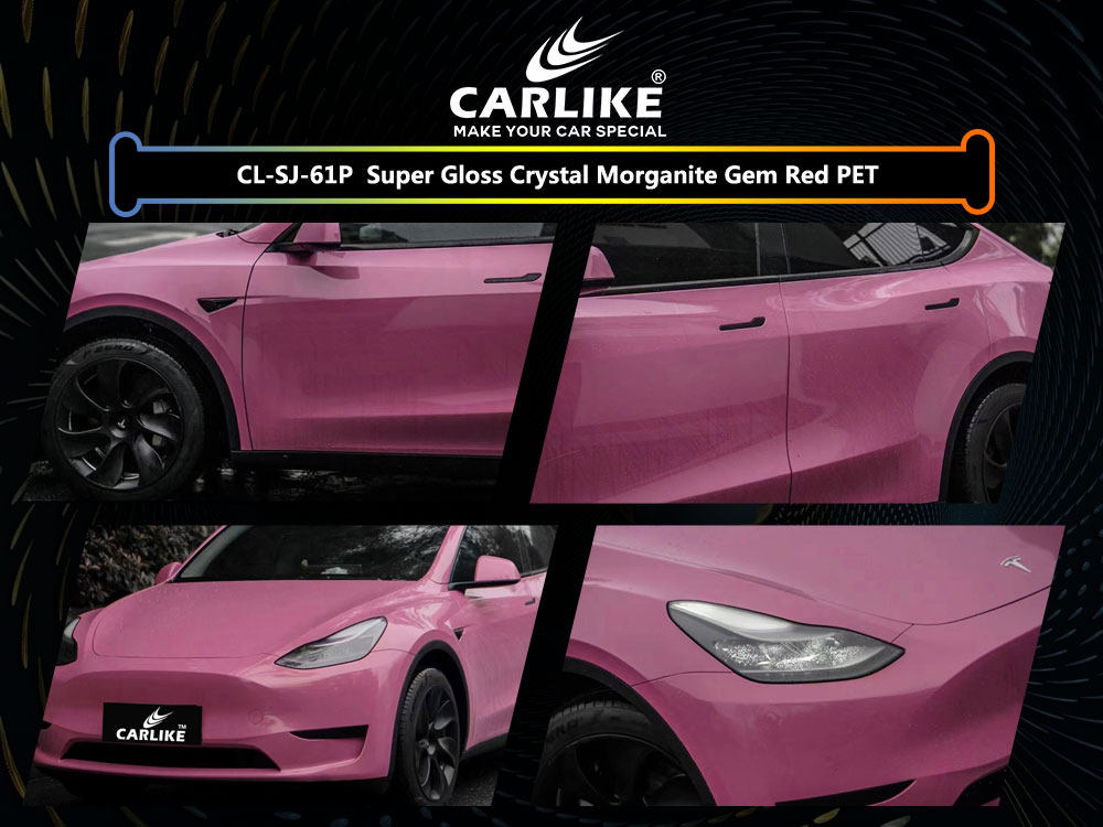 CL-SJ-61P Super Gloss Crystal Morganite Gem Red PET Vinyl For Tesla Car Wrap Factory Supplier