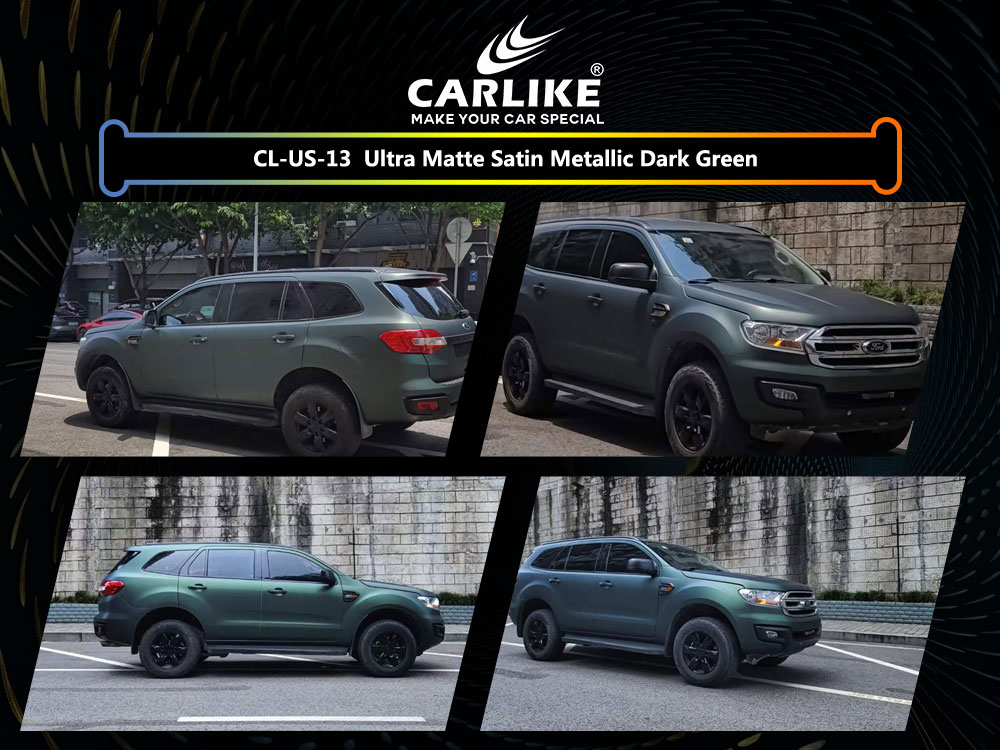 CL-US-13 Ultra Matte Satin Metallic Dark Green Vinyl For Ford Car Wrap Factory Supplier