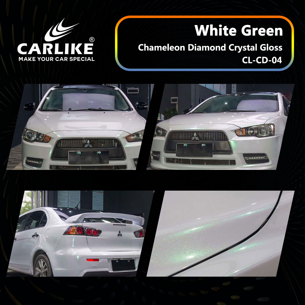 CL-CD-04 Chameleon Diamond Crystal Gloss White Green Vinyl For Mitsubishi Car Wrap Factory Supplier