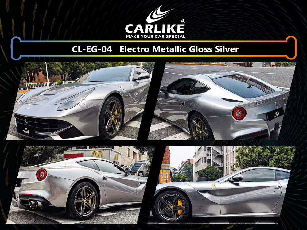 CL-EG-04 Electro Metallic Gloss Silver Vinyl For Ferrari Car Wrap Factory Supplier