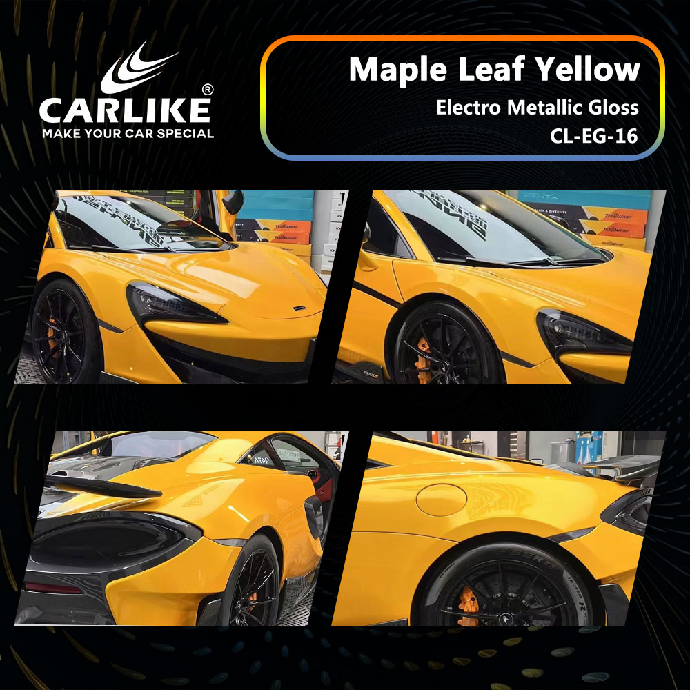 CL-EG-16 Electro Metallic Gloss Maple Leaf Yellow Vinyl For McLaren Car Wrap Factory Supplier