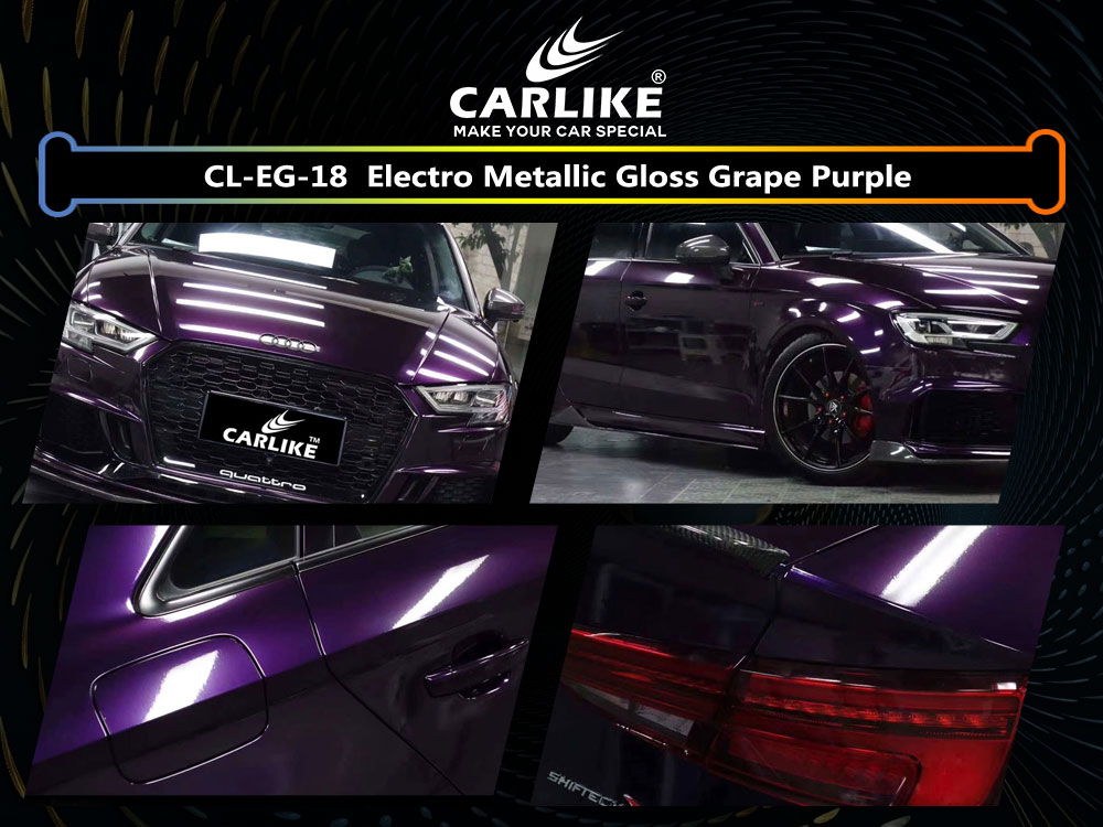 CL-EG-18 Electro Metallic Gloss Grape Purple Vinyl For Audi Car Wrap Factory Supplier