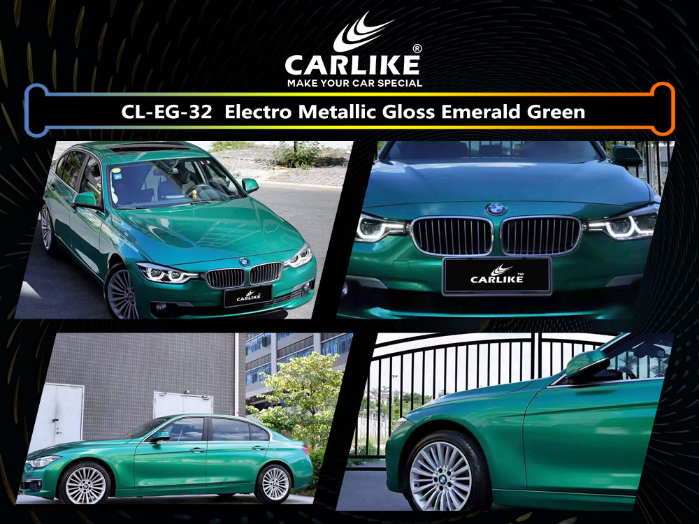 CL-EG-32 Electro Metallic Gloss Emerald Green Vinyl For BMW Car Wrap Factory Supplier
