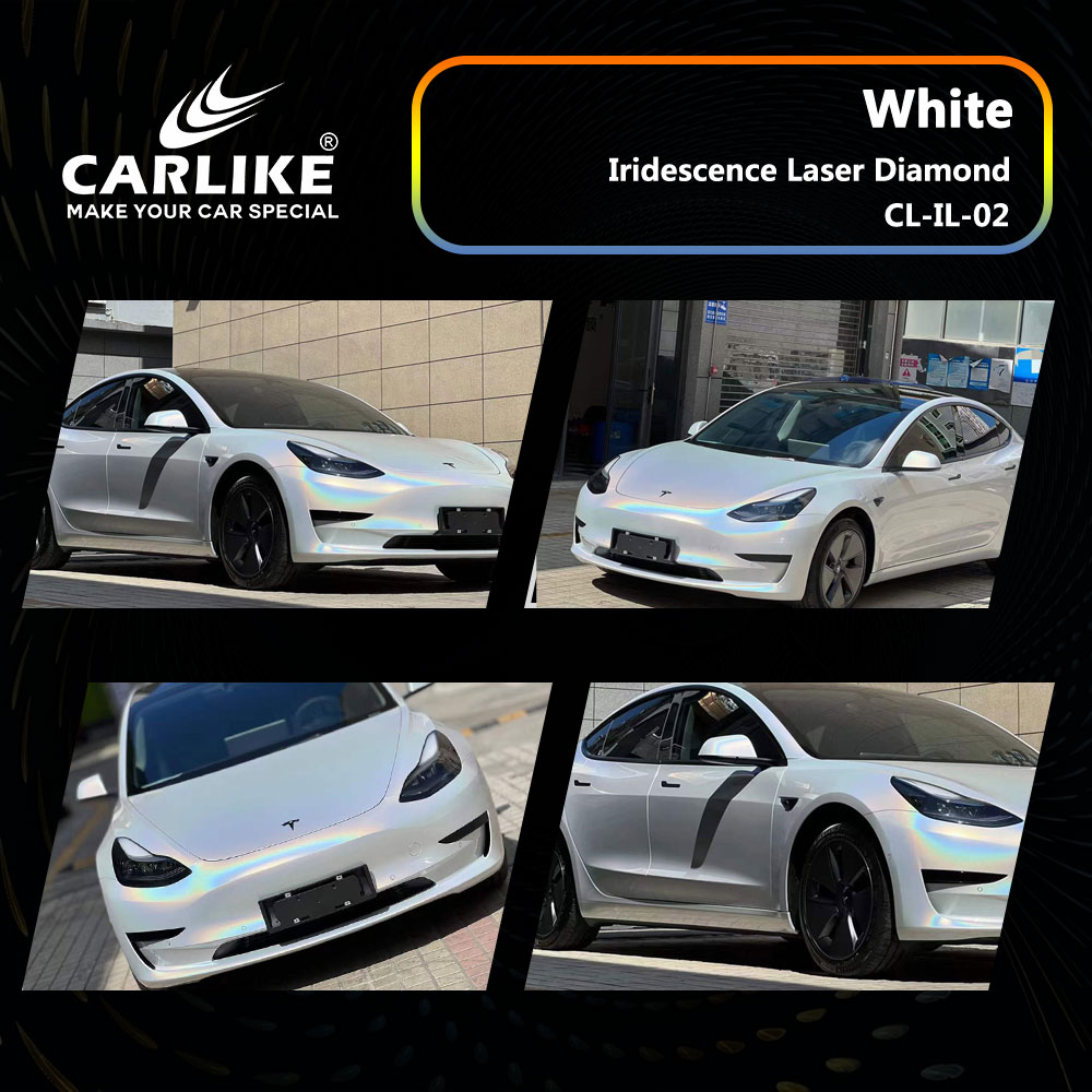 CL-IL-02 Iridescence Laser Diamond White Vinyl For Tesla Car Wrap Factory Supplier