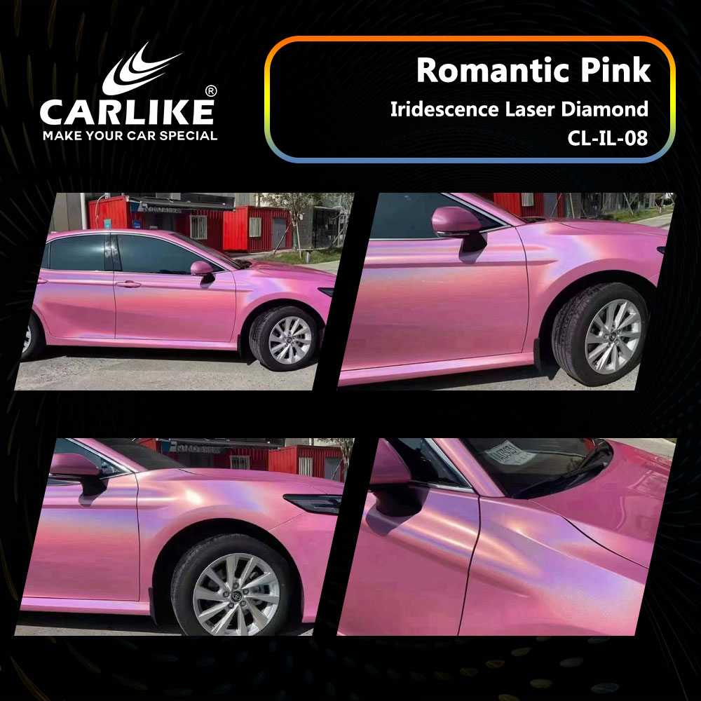 CL-IL-08 Iridescence Laser Diamond Romantic Pink Vinyl For Honda Car Wrap Factory Supplier