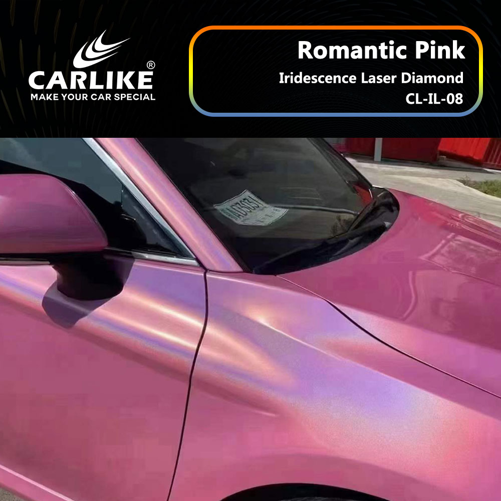 CL-IL-08 Iridescence Laser Diamond Romantic Pink Vinyl For Honda Car Wrap Factory Supplier