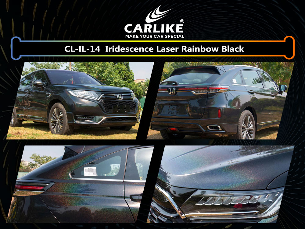 CL-IL-14 Iridescence Laser Rainbow Black Vinyl For Honda Car Wrap Factory Supplier