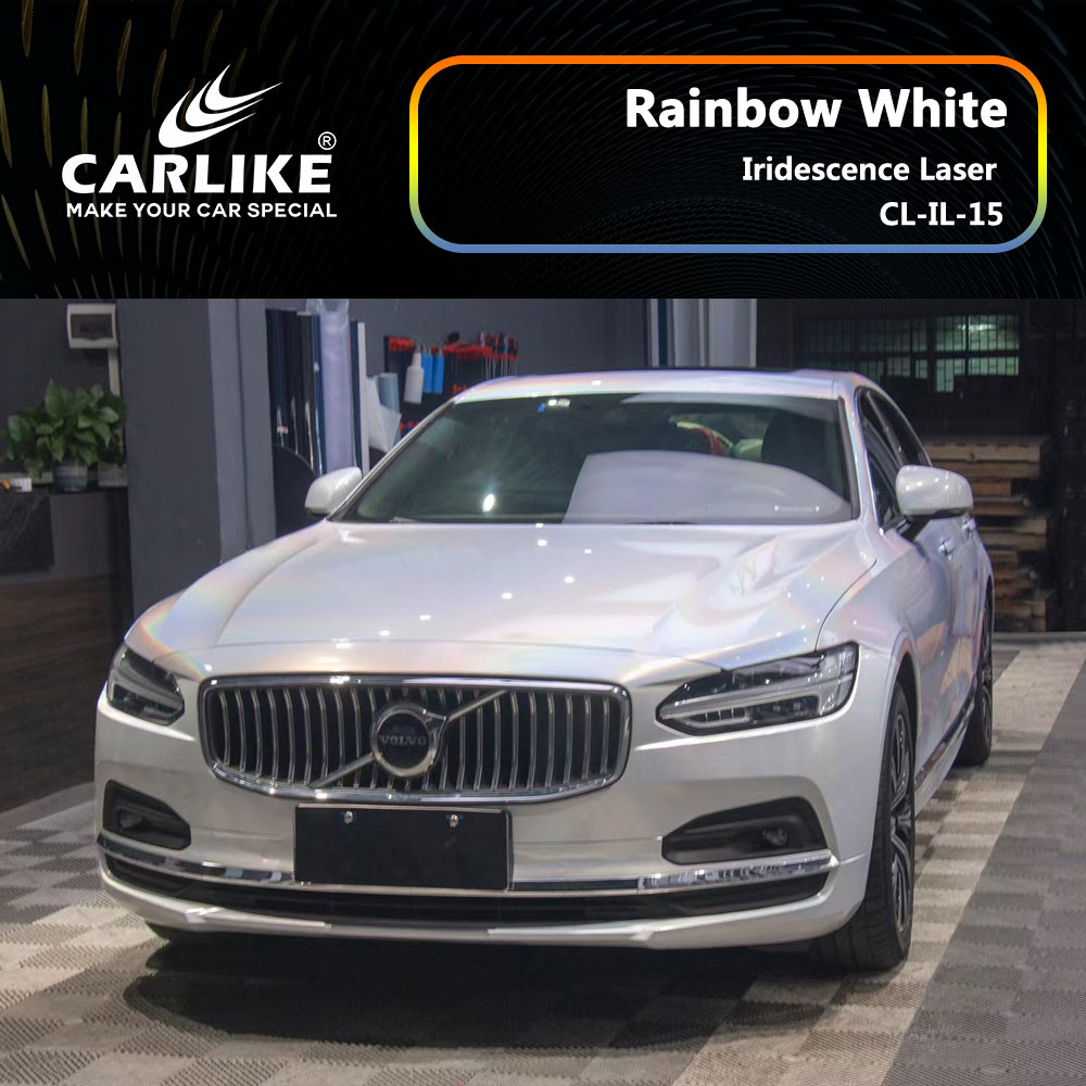 CL-IL-15 Iridescence Laser Rainbow White Vinyl For Volvo Car Wrap Factory Supplier