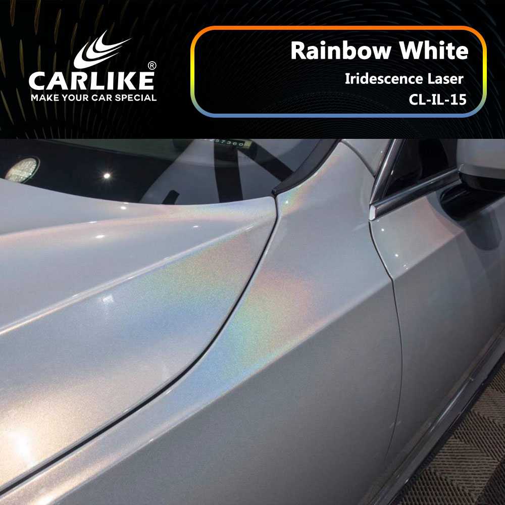 CL-IL-15 Iridescence Laser Rainbow White Vinyl For Volvo Car Wrap Factory Supplier