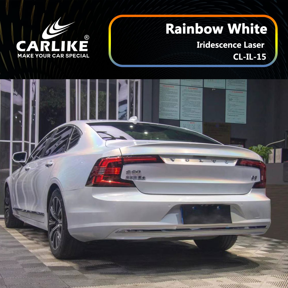 CL-IL-15 Iridescence Laser Rainbow White Vinyl For Volvo Car Wrap Factory Supplier