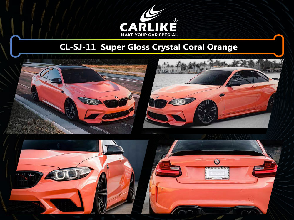 CL-SJ-11 Super Gloss Crystal Coral Orange Vinyl For BMW Car Wrap Factory Supplier