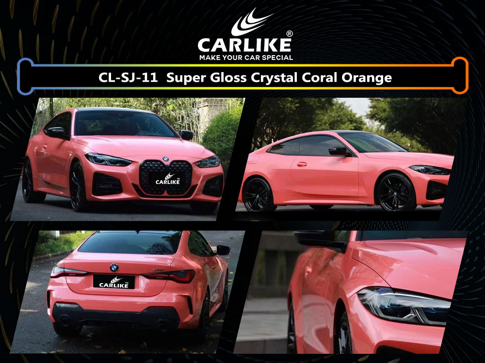 CL-SJ-11 Super Gloss Crystal Coral Orange Vinyl For BMW Car Wrap Factory Supplier