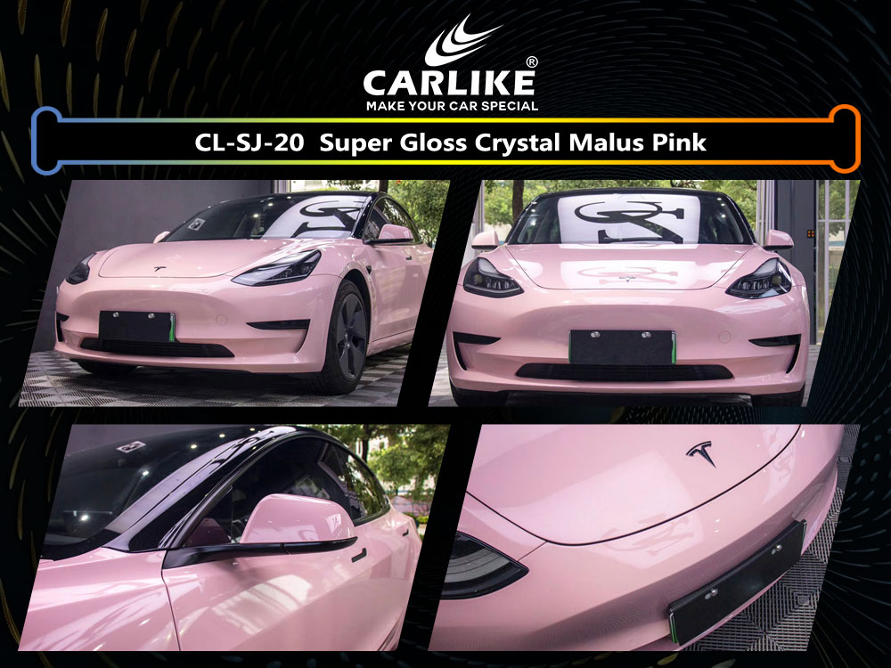 CL-SJ-20 Super Gloss Crystal Malus Pink Vinyl For Tesla Car Wrap Factory Supplier
