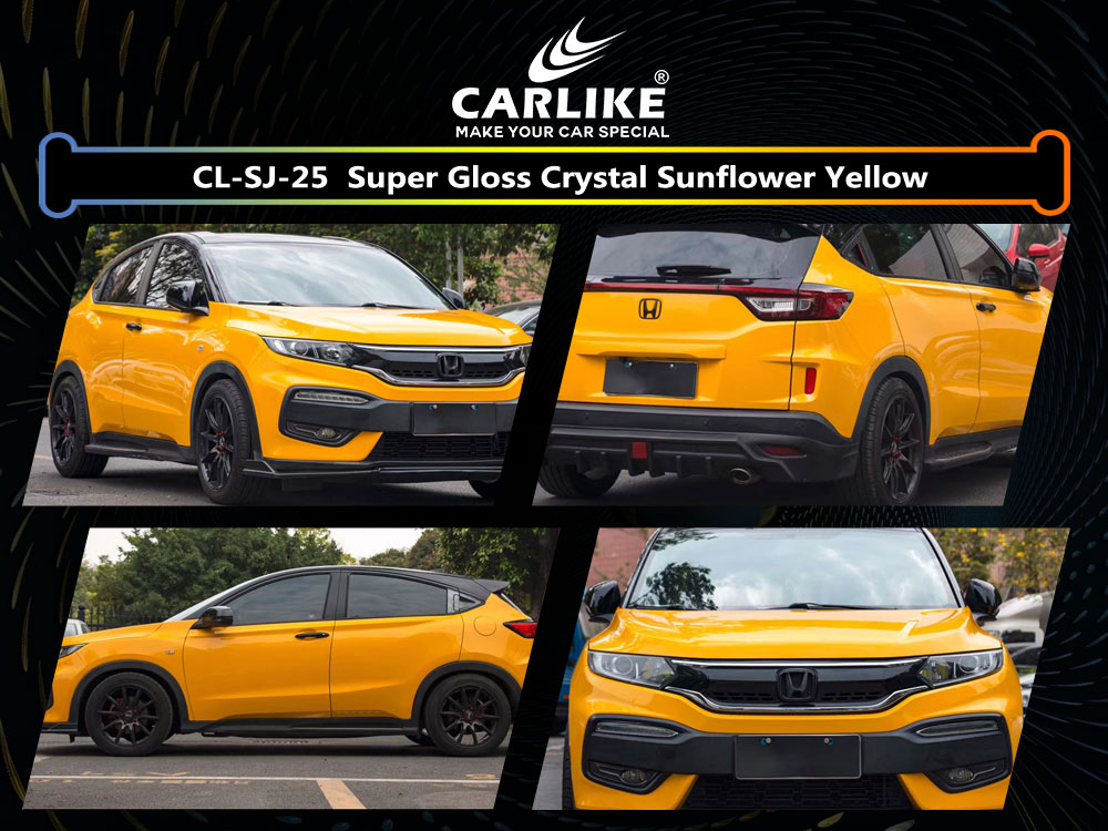 CL-SJ-25 Super Gloss Crystal Sunflower Yellow Vinyl For Honda Car Wrap Factory Supplier