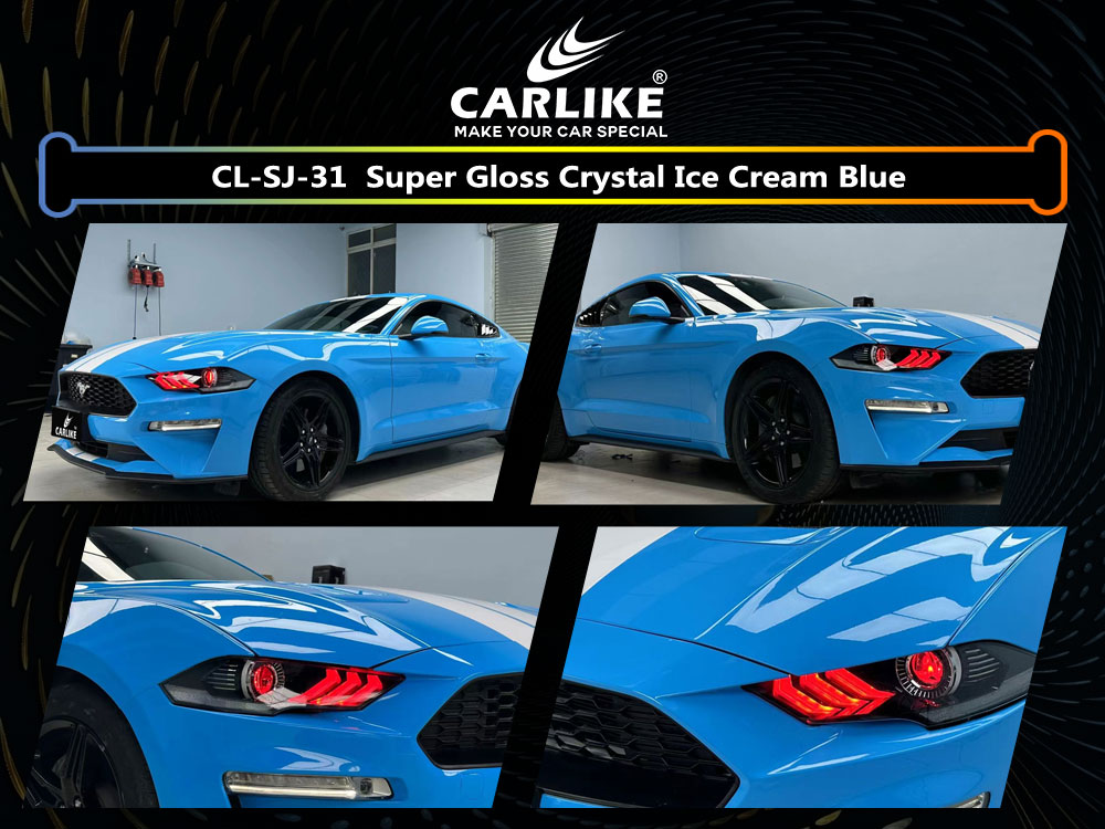 CL-SJ-31 Super Gloss Crystal Ice Cream Blue Vinyl For Mustang Car Wrap Factory Supplier