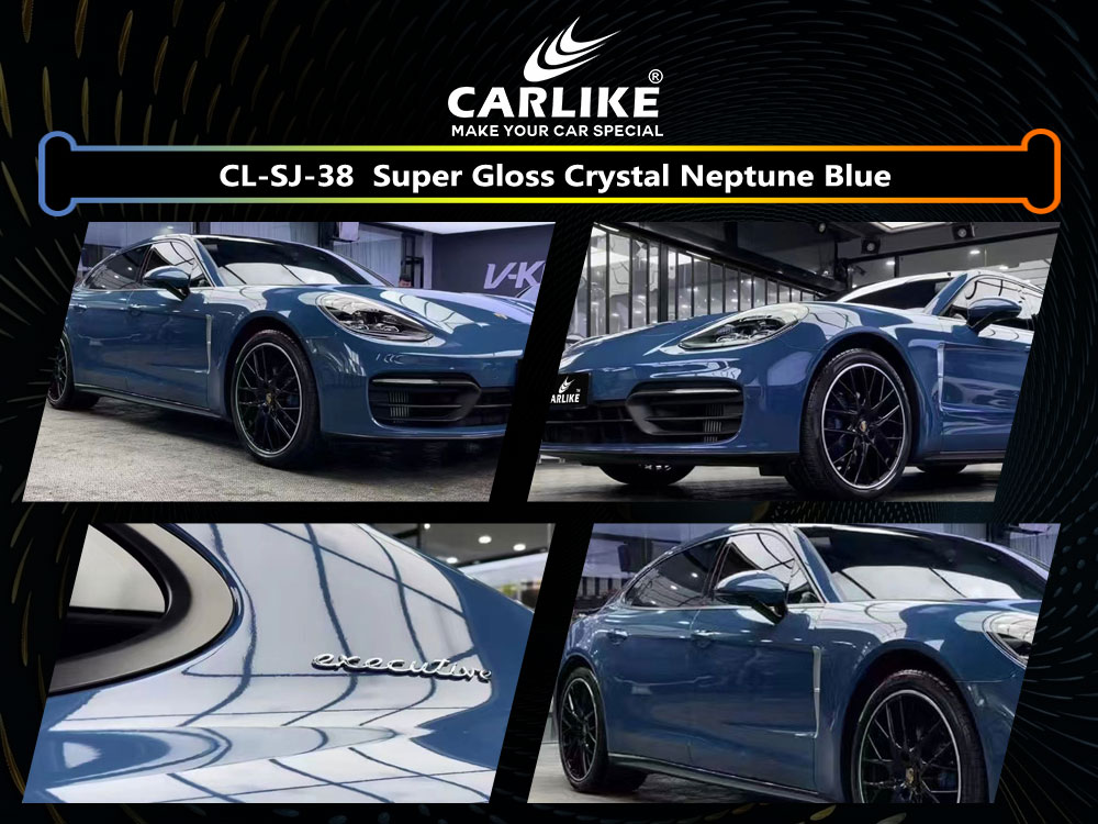 CL-SJ-38 Super Gloss Crystal Neptune Blue Vinyl For Cadillac Car Wrap Factory Supplier
