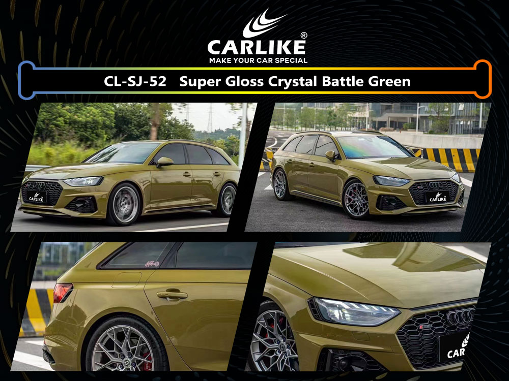 CL-SJ-52 Super Gloss Crystal Battle Green Vinyl For Audi Car Wrap Factory Supplier