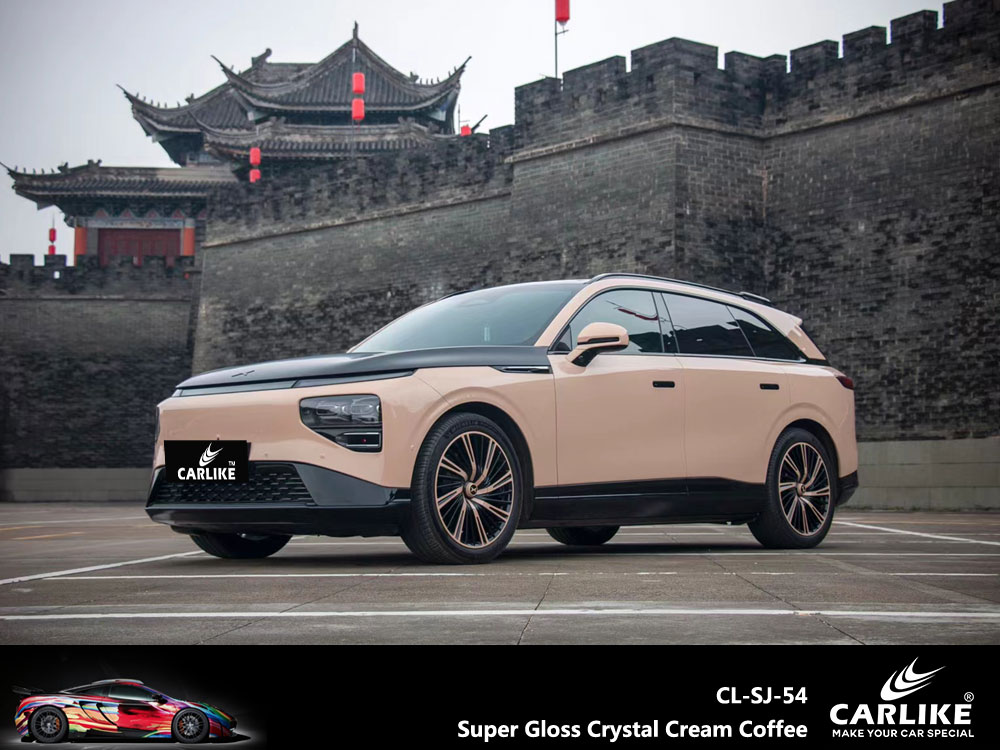 CL-SJ-54 Super Gloss Crystal Cream Coffee Vinyl For Xiaopeng Car Wrap Factory Supplier