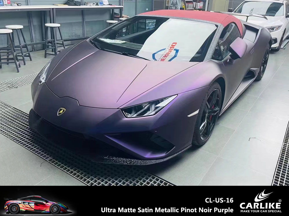 CL-US-16 Ultra Matte Satin Metallic Pinot Noir Purple Vinyl For Lamborghini Car Wrap Factory Supplier