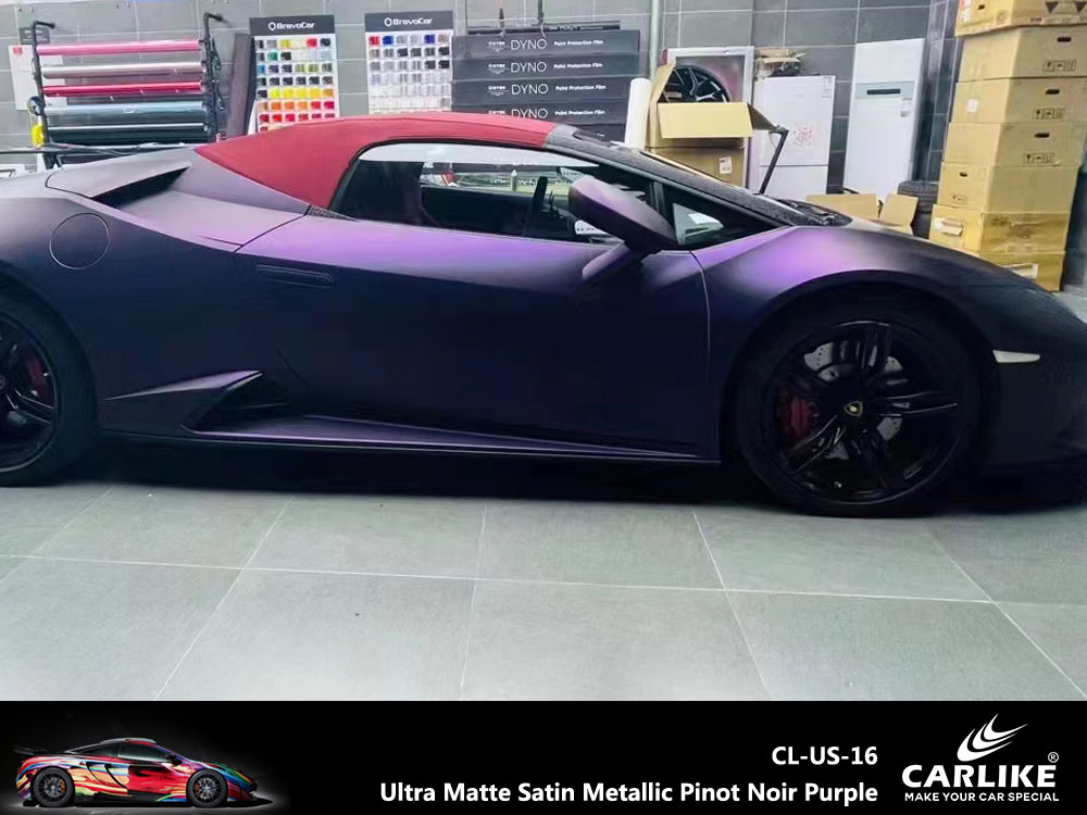 CL-US-16 Ultra Matte Satin Metallic Pinot Noir Purple Vinyl For Lamborghini Car Wrap Factory Supplier
