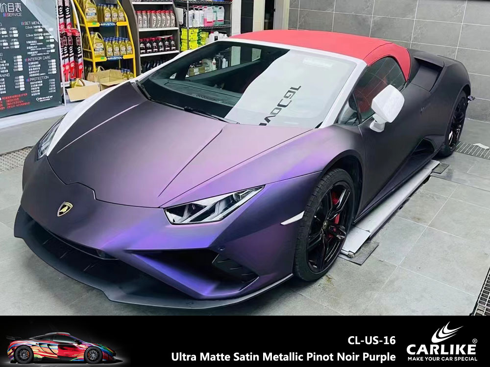 CL-US-16 Ultra Matte Satin Metallic Pinot Noir Purple Vinyl For Lamborghini Car Wrap Factory Supplier