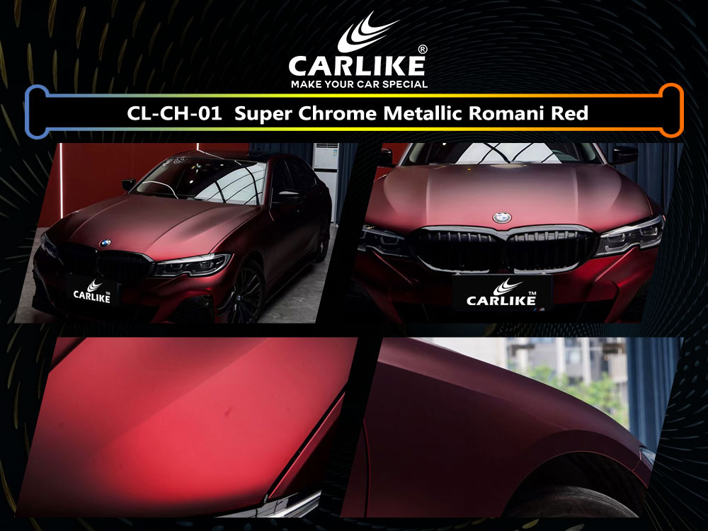 CL-CH-01 Super Chrome Metallic Romani Red Vinyl For BMW Car Wrap Factory Supplier