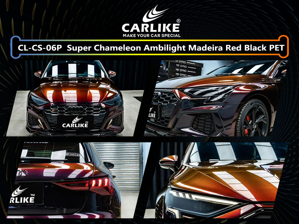 CL-CS-06P Super Chameleon Ambilight Madeira Red Black PET Vinyl For Audi Car Wrap Factory Supplier