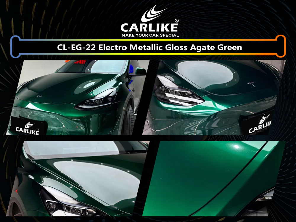 CL-EG-22 Electro Metallic Gloss Agate Green Vinyl For Tesla Car Wrap Factory Supplier