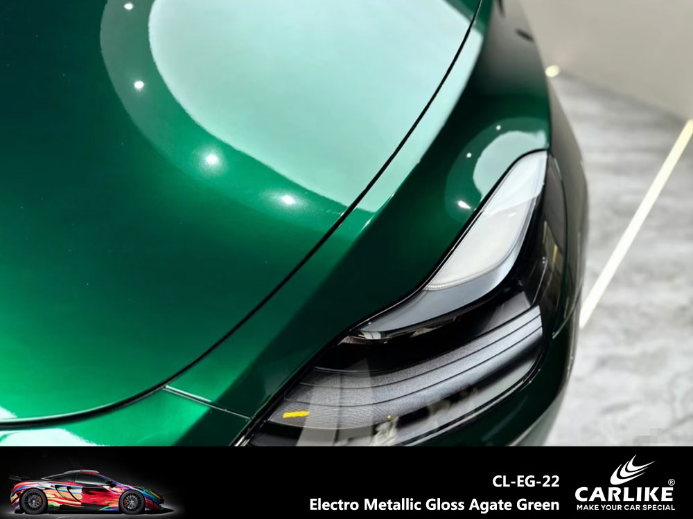 CL-EG-22 Electro Metallic Gloss Agate Green Vinyl For Tesla Car Wrap Factory Supplier