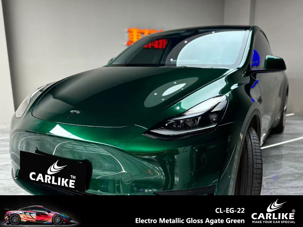 CL-EG-22 Electro Metallic Gloss Agate Green Vinyl For Tesla Car Wrap Factory Supplier