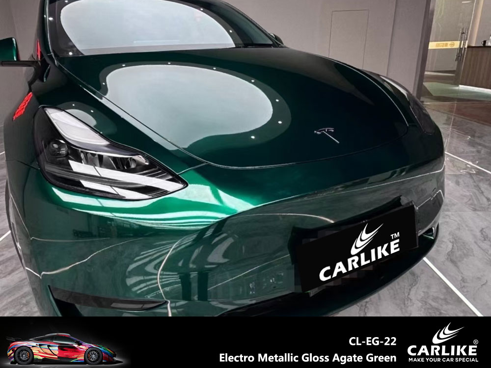 CL-EG-22 Electro Metallic Gloss Agate Green Vinyl For Tesla Car Wrap Factory Supplier