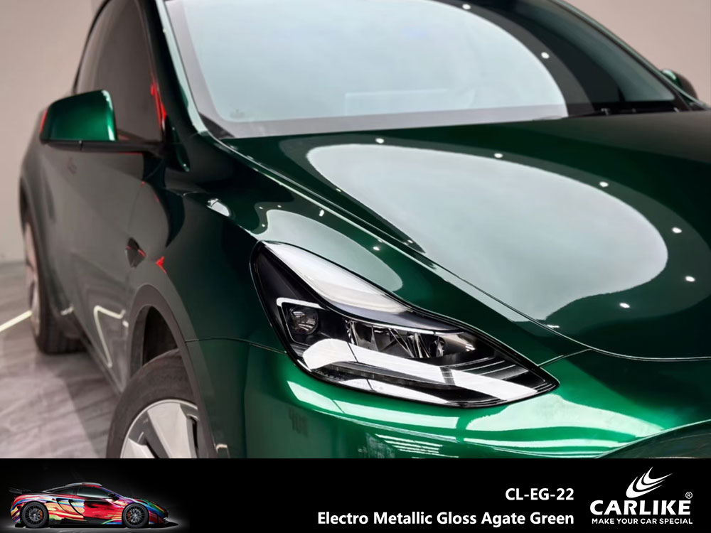 CL-EG-22 Electro Metallic Gloss Agate Green Vinyl For Tesla Car Wrap Factory Supplier