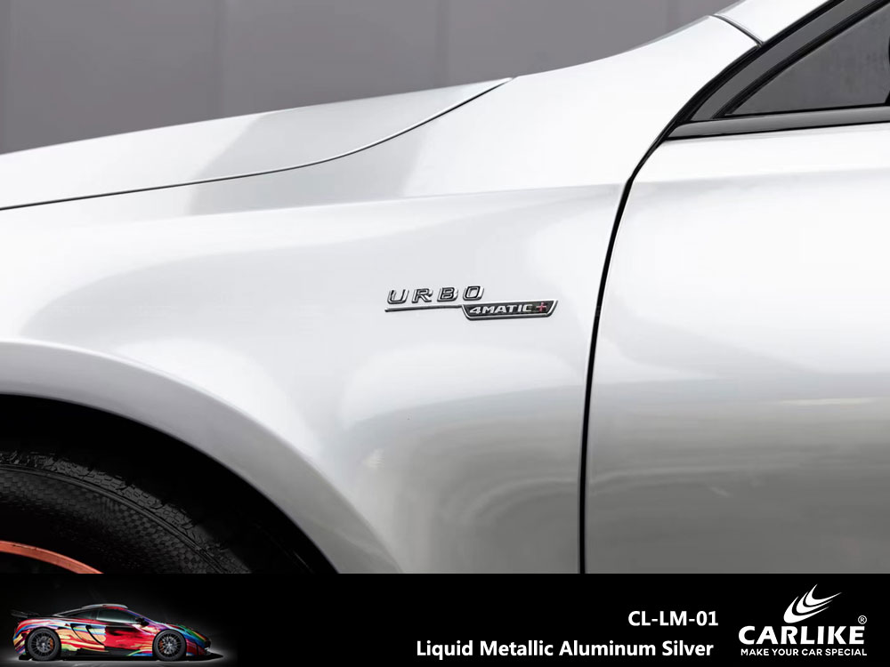 CL-LM-01P Liquid Metallic Aluminum Silver PET Vinyl For Benz Car Wrap Factory Supplier