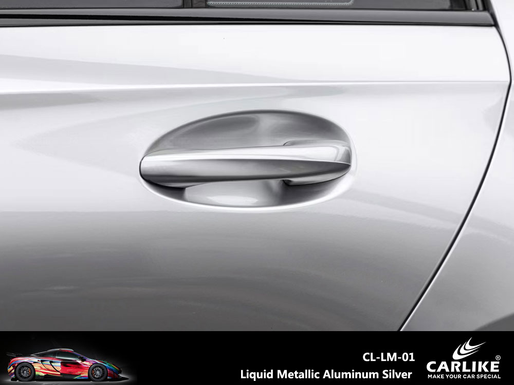 CL-LM-01P Liquid Metallic Aluminum Silver PET Vinyl For Benz Car Wrap Factory Supplier