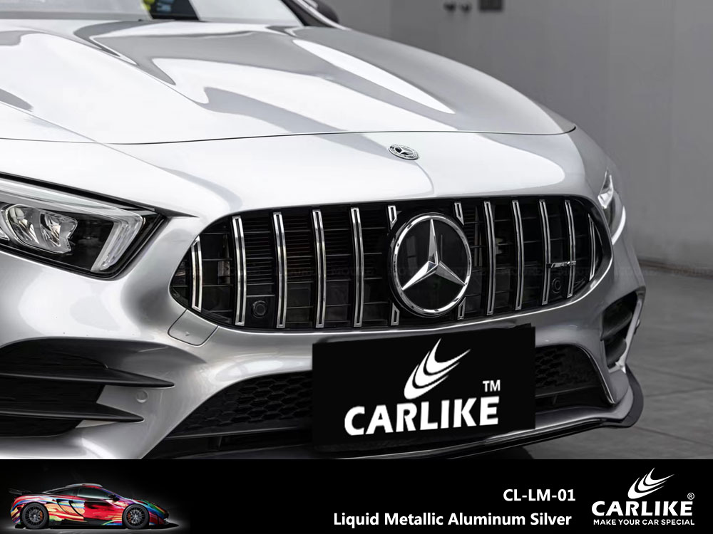 CL-LM-01P Liquid Metallic Aluminum Silver PET Vinyl For Benz Car Wrap Factory Supplier