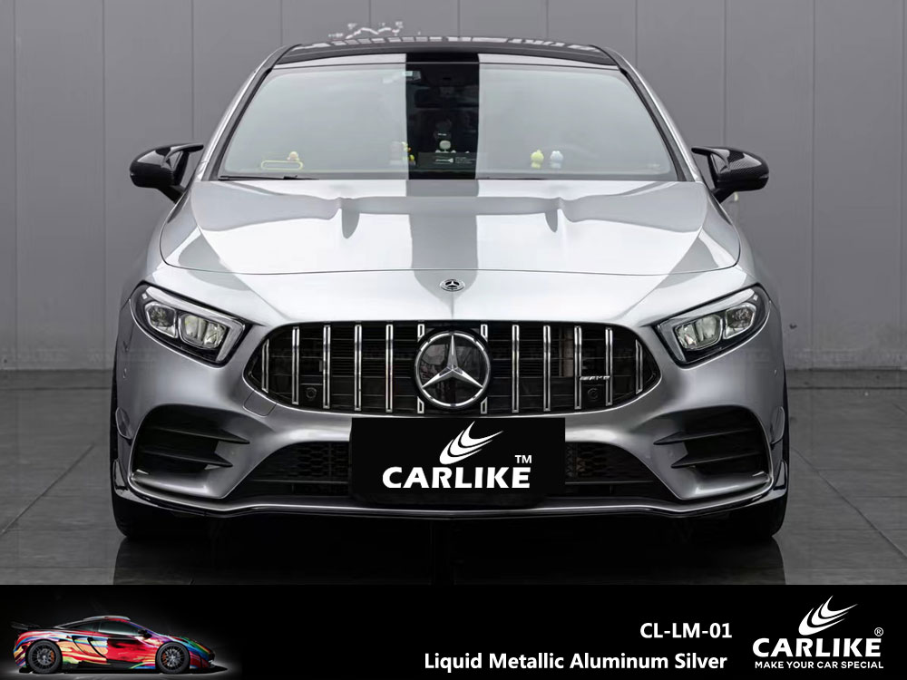 CL-LM-01P Liquid Metallic Aluminum Silver PET Vinyl For Benz Car Wrap Factory Supplier