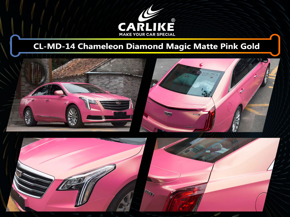 CL-MD-14 Chameleon Diamond Magic Matte Pink Gold Vinyl For Cadillac Car Wrap Factory Supplier