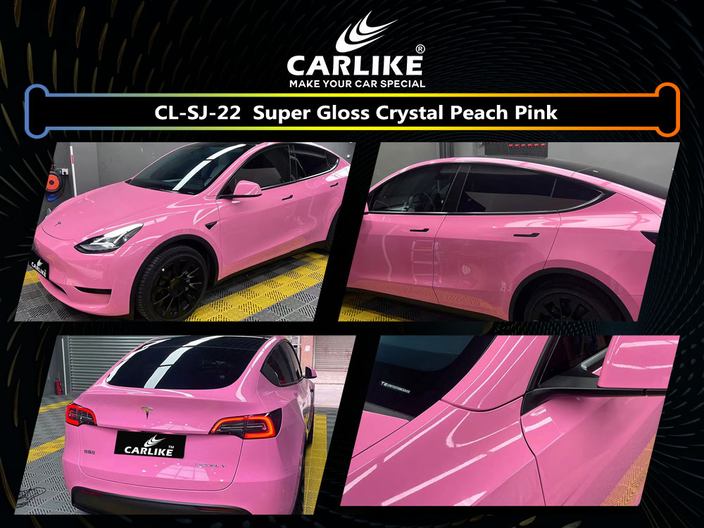 CL-SJ-22 Super Gloss Crystal Peach Pink Vinyl For Tesla Car Wrap Factory Supplier