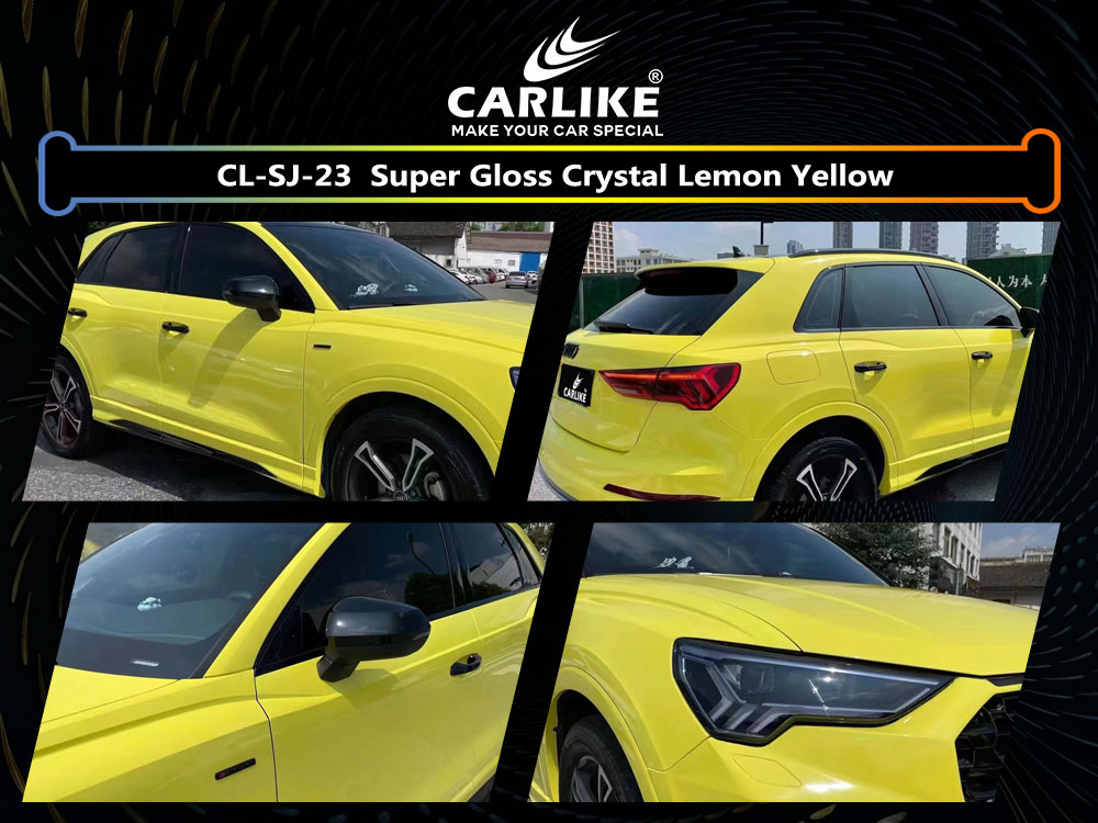 CL-SJ-23 Super Gloss Crystal Lemon Yellow Vinyl For Audi Car Wrap Factory Supplier