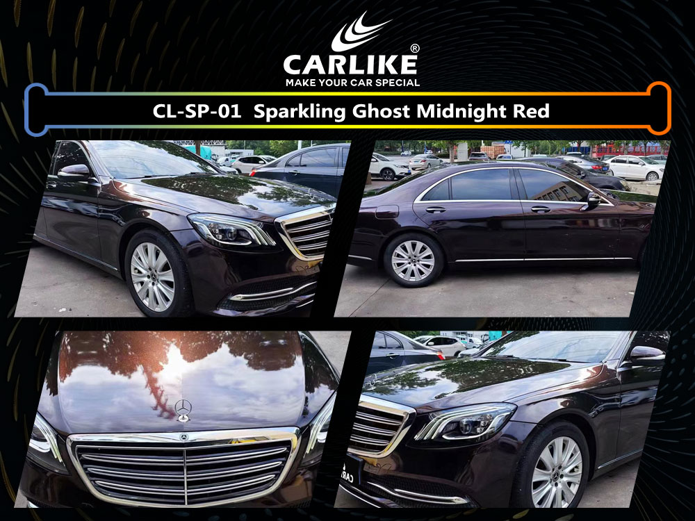 CL-SP-01 Sparkling Ghost Midnight Red Vinyl For Benz Car Wrap Factory Supplier