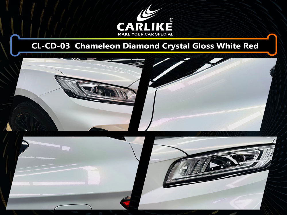 CL-CD-03 Chameleon Diamond Crystal Gloss White Red Vinyl For Geely Car Wrap Factory Supplier