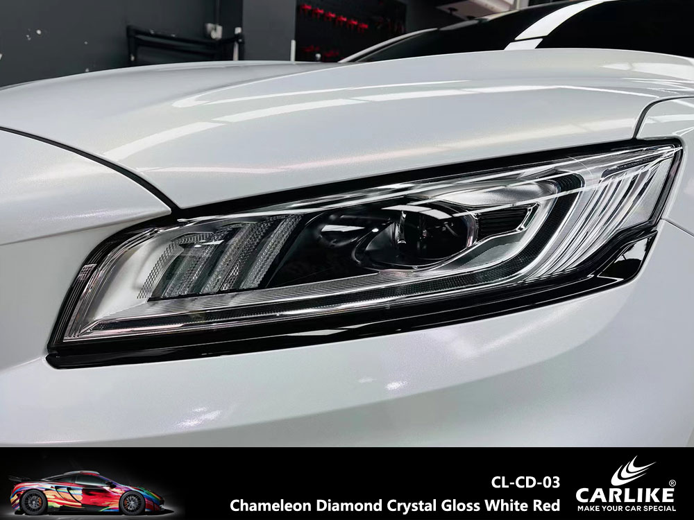 CL-CD-03 Chameleon Diamond Crystal Gloss White Red Vinyl For BMW Car Wrap Factory Supplier