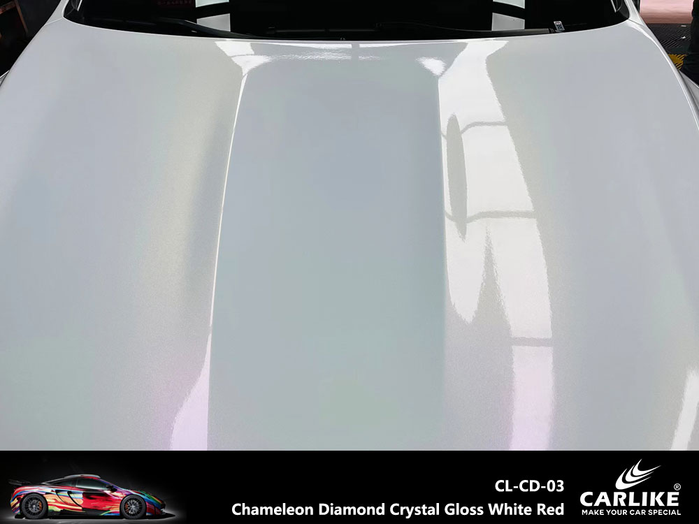 CL-CD-03 Chameleon Diamond Crystal Gloss White Red Vinyl For BMW Car Wrap Factory Supplier