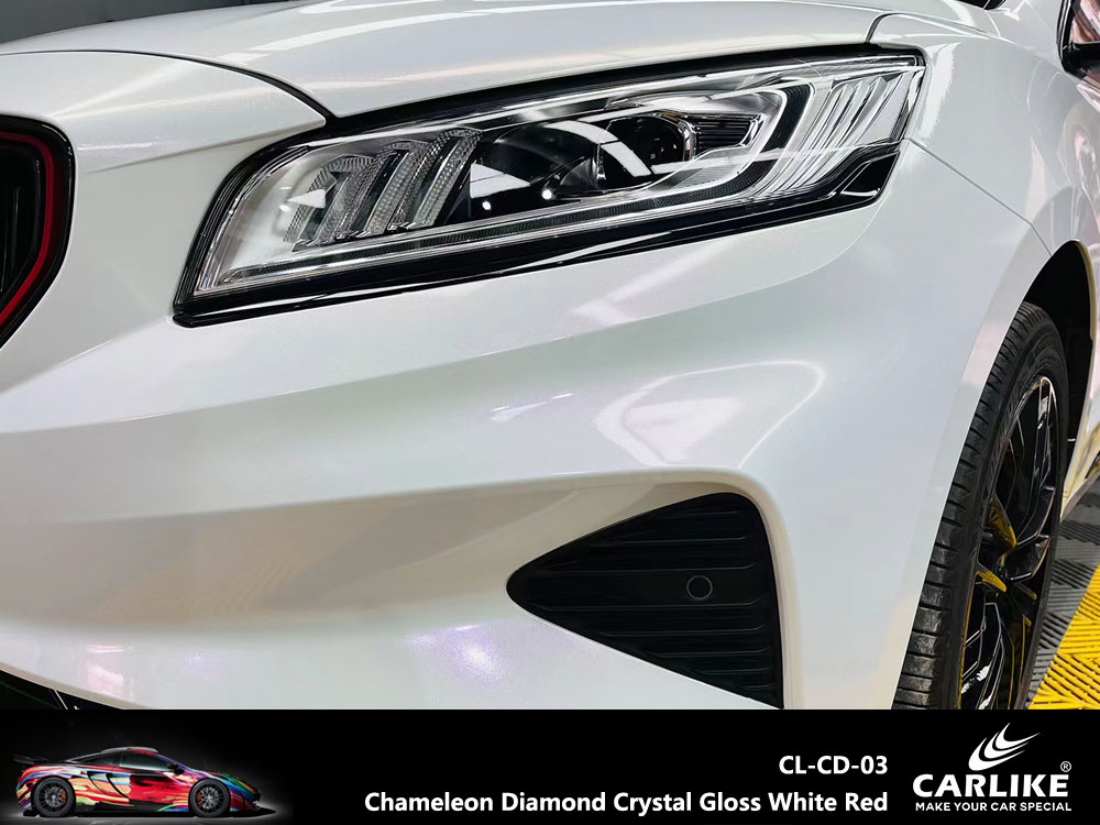 CL-CD-03 Chameleon Diamond Crystal Gloss White Red Vinyl For BMW Car Wrap Factory Supplier